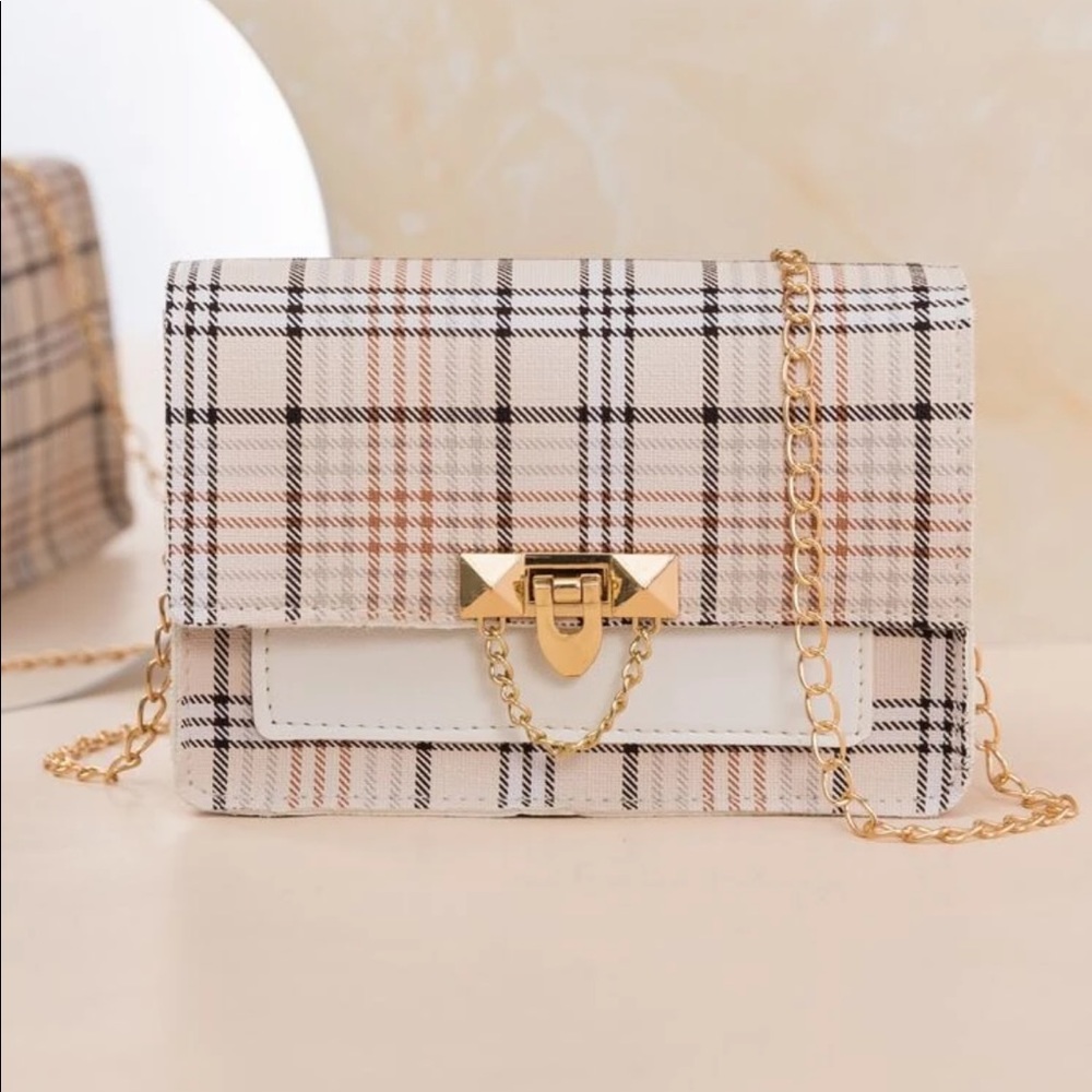 Plaid Crossbody Chain Bag